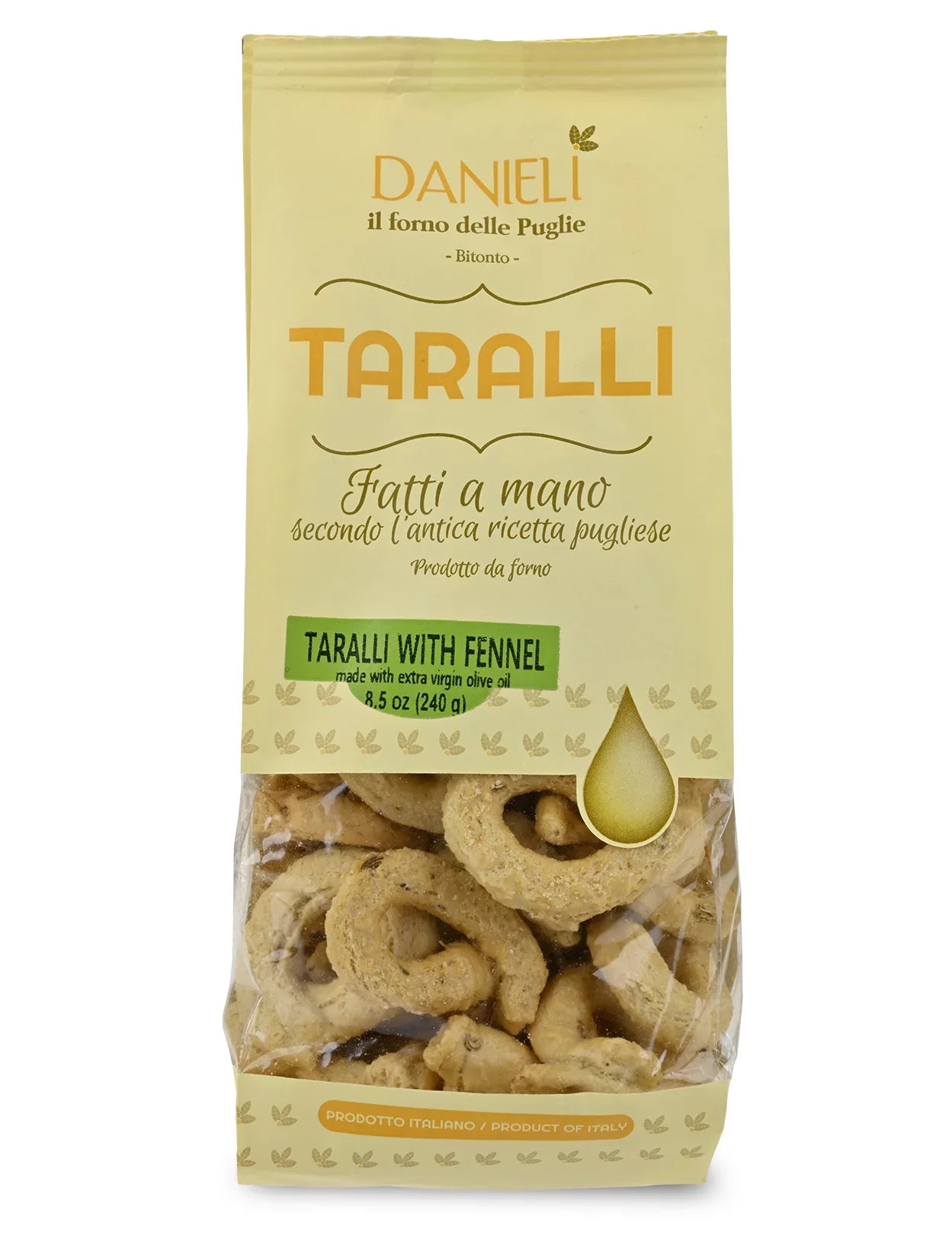 Taralli al Finocchio - With Fennel Produced by: Danieli in Puglia, Italy