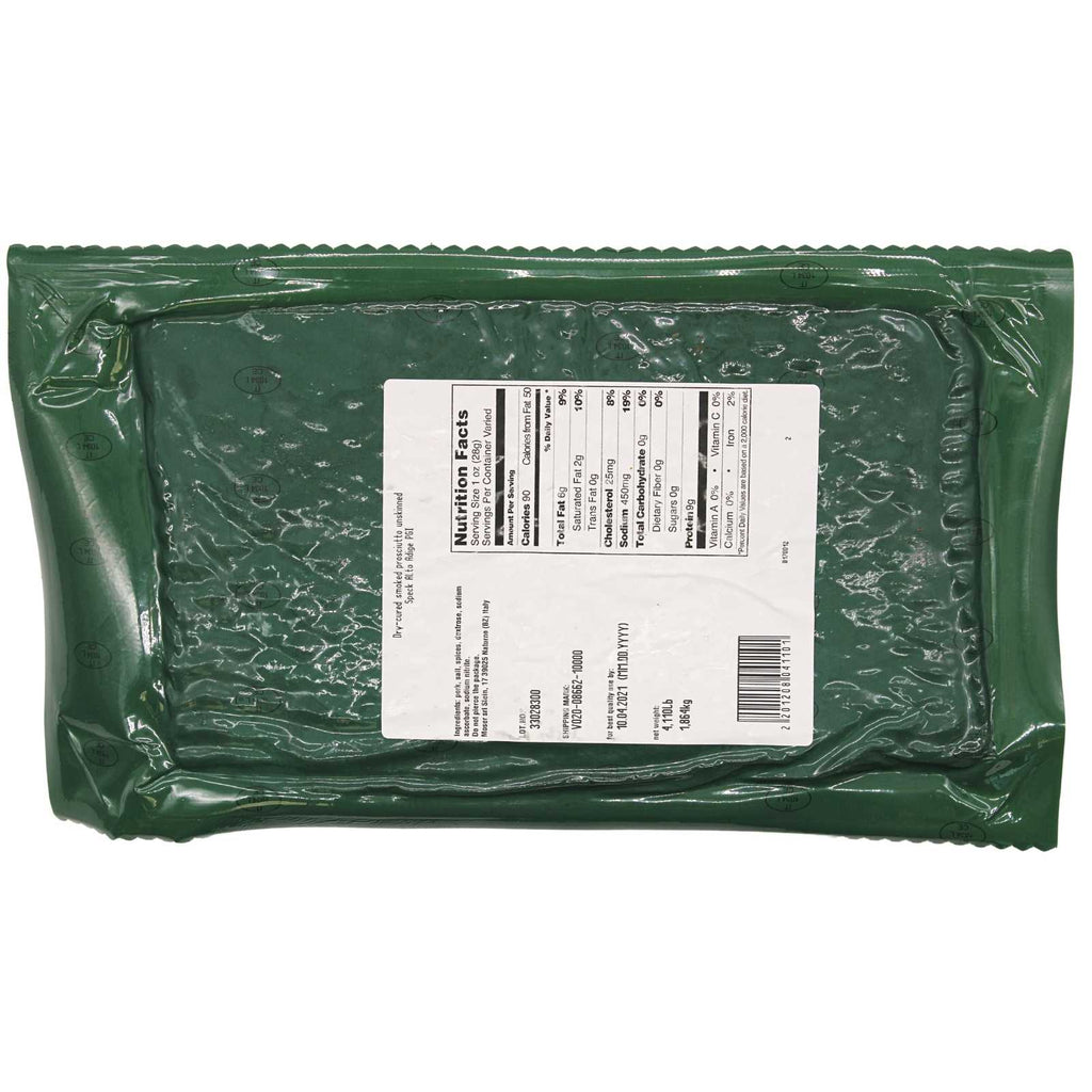 Speck, 6 lbs +/- (4lbs - 6lbs/piece) ,Seasoned and Smoked Italian Ham, Cured in the European Alps Mountains, Alto Adige IGP, Boneless and Ready to Slice, Best sliced paper thin with slicer, (Not Prosciutto), Weight approx. 6 lbs, by Moser Tirolinger brand