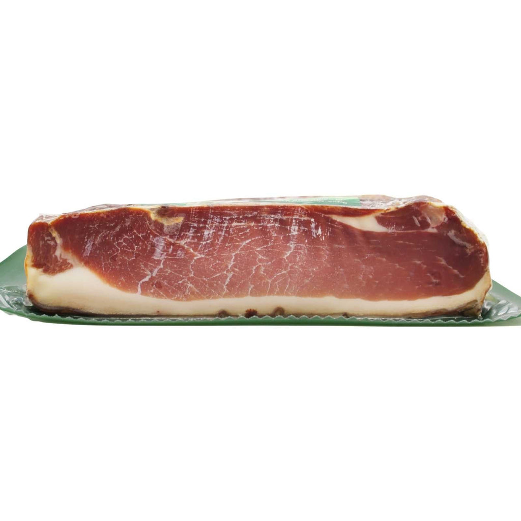 Speck, 6 lbs +/- (4lbs - 6lbs/piece) ,Seasoned and Smoked Italian Ham, Cured in the European Alps Mountains, Alto Adige IGP, Boneless and Ready to Slice, Best sliced paper thin with slicer, (Not Prosciutto), Weight approx. 6 lbs, by Moser Tirolinger brand