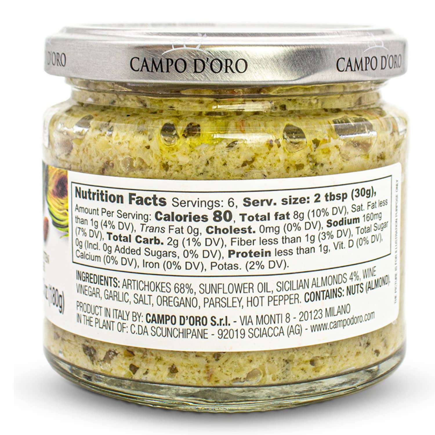 Campo D'Oro, Artichoke And Sicilian Almond Paté, 6.35 oz