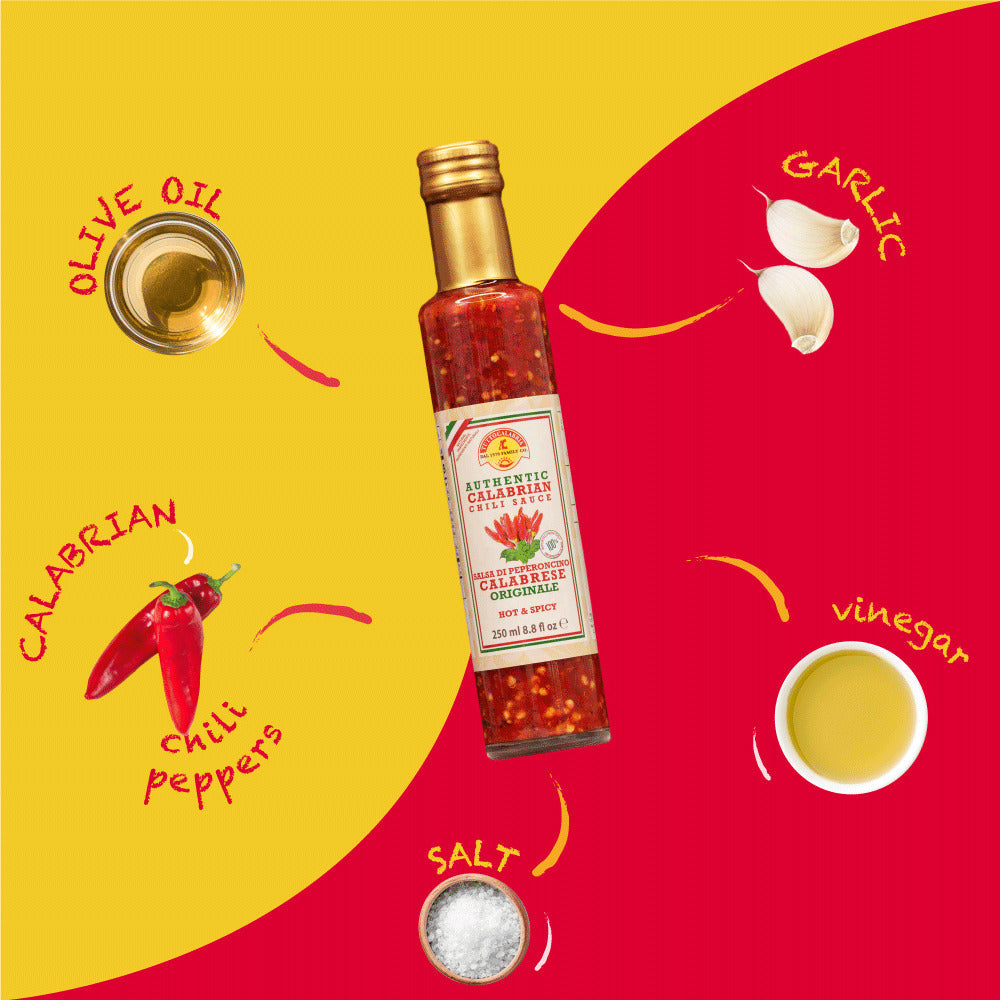 TuttoCalabria Calabrian Chili Hot Sauce “Hot & Tangy” – 8.8 oz (250 ml)
