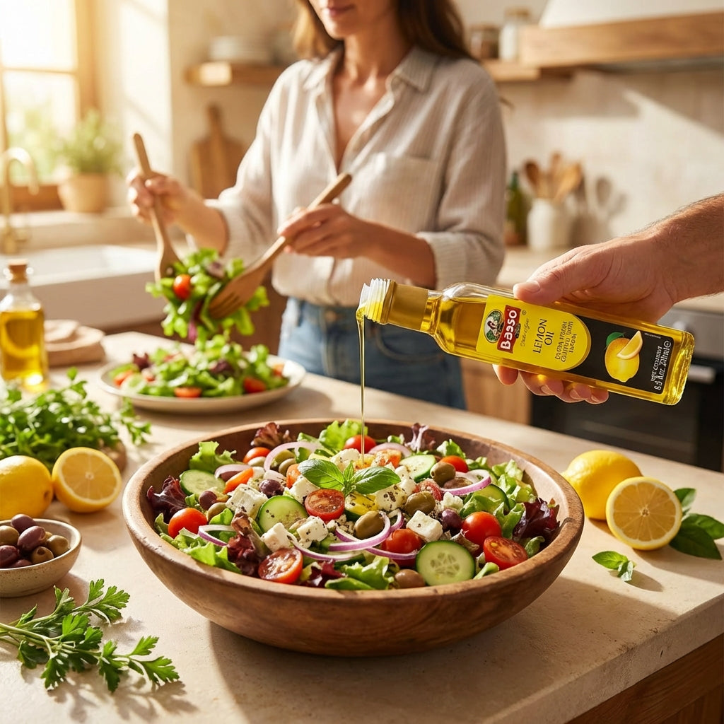 Basso 1904 Lemon Infused Extra Virgin Olive Oil – Italian Finishing Oil – 8.5 fl oz (250 ml)