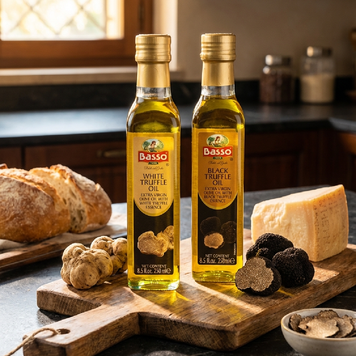 Basso 1904 Black & White Truffle Infused Extra Virgin Olive Oil – 2 x 8.5 fl oz (250 ml)