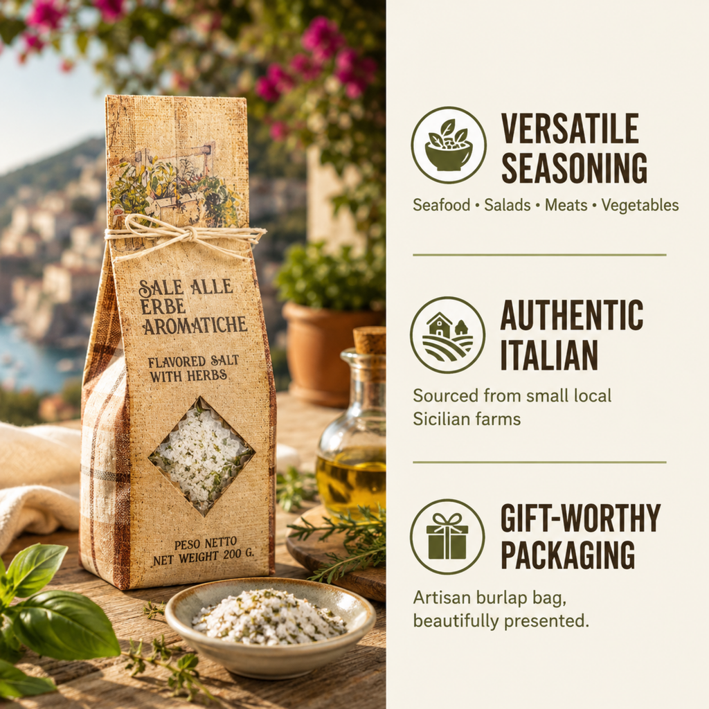 Artigiani dei Sapori, Sicilian Sea Salt with Aromatic Herbs, 7oz (198g)