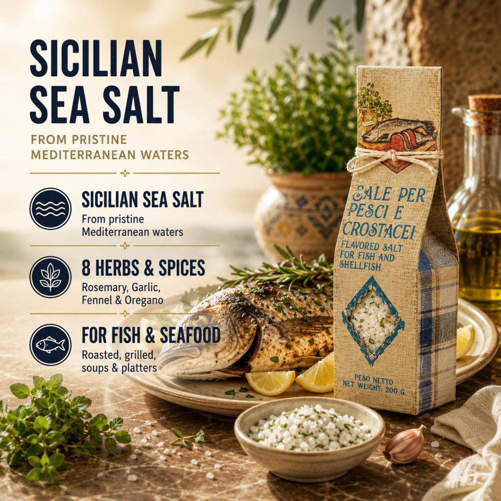 Artigiani dei Sapori, Sicilian Sea Salt Mix for Roasted and Grilled Fish, 7oz (198g)