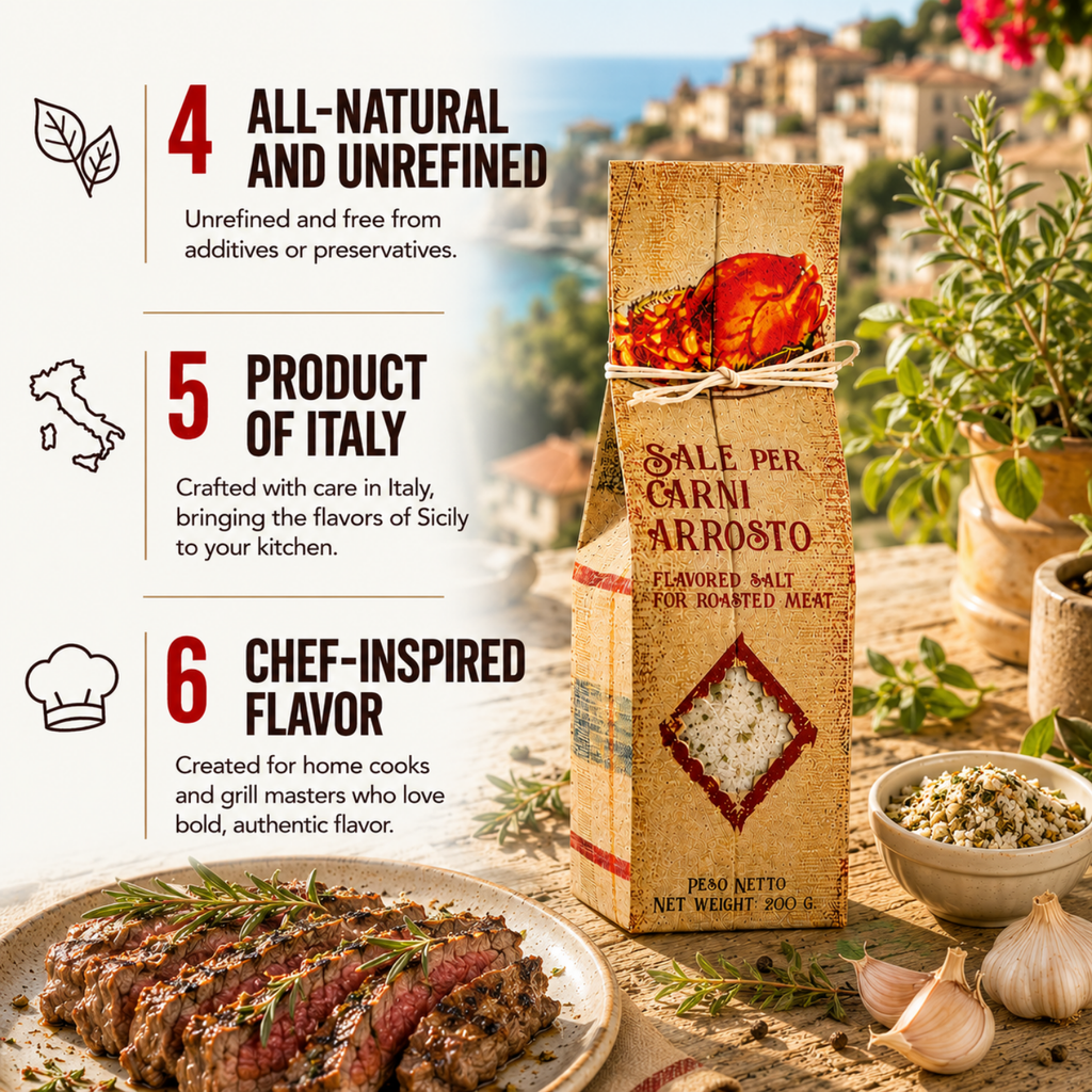 Artigiani dei Sapori, Sicilian Sea Salt Mix for Roasted and Grilled Meat, 7oz (198g)