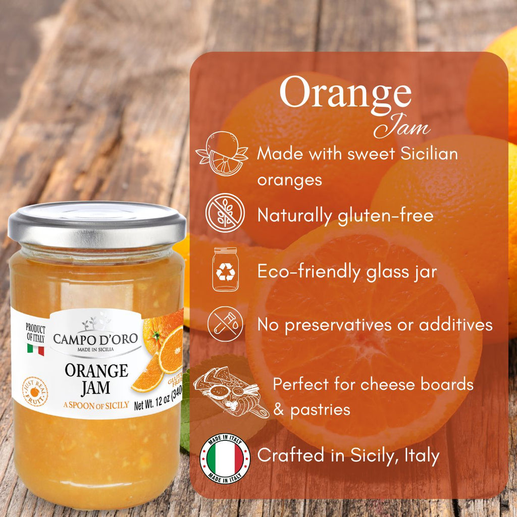 Campo D'Oro, Sicilian Orange Marmalade, 12 oz (340g)