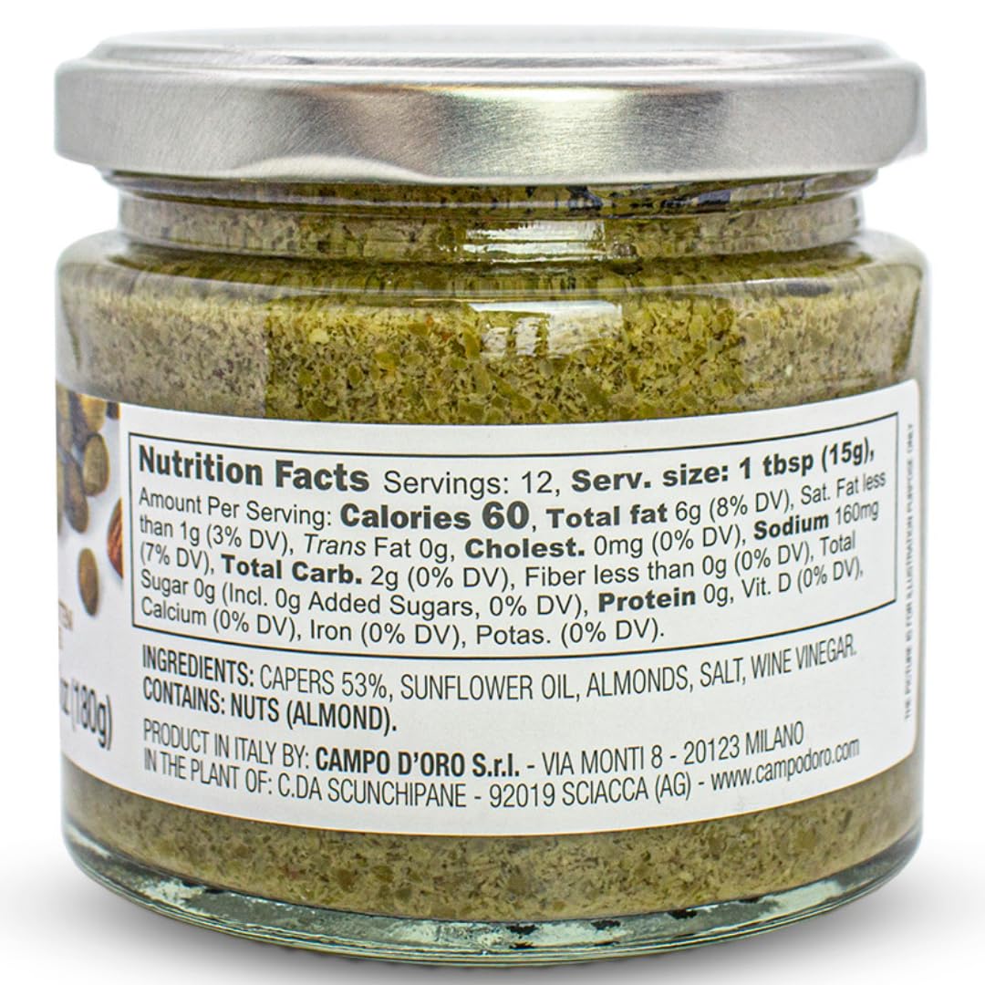 SALE! Campo D'Oro Capers And Sicilian Almond Pate, 6.35oz (180g)