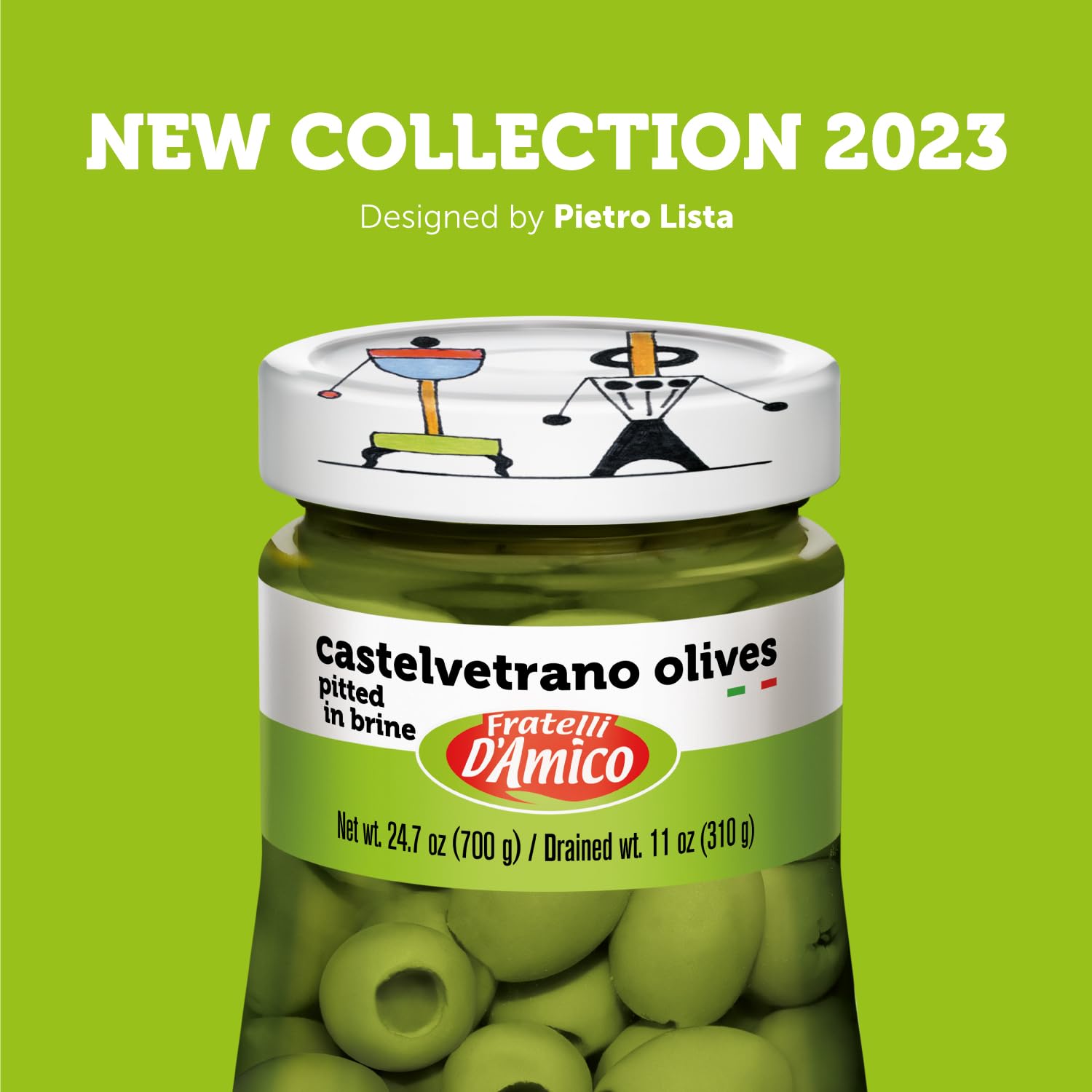 Fratelli D'Amico, Castelvetrano olive (Pitted), Family-Size . 24oz, (700 g)