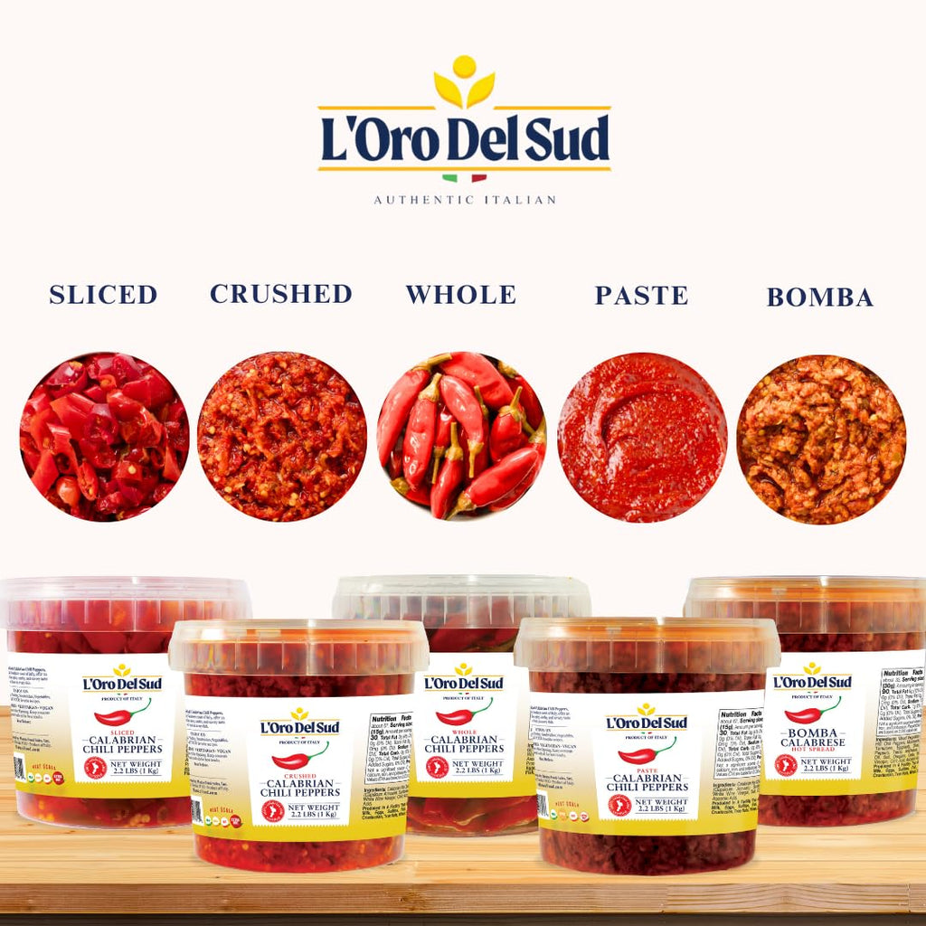 L’Oro Del Sud, Crushed Calabrian Chili Peppers, 2.2 lb (1 kg)