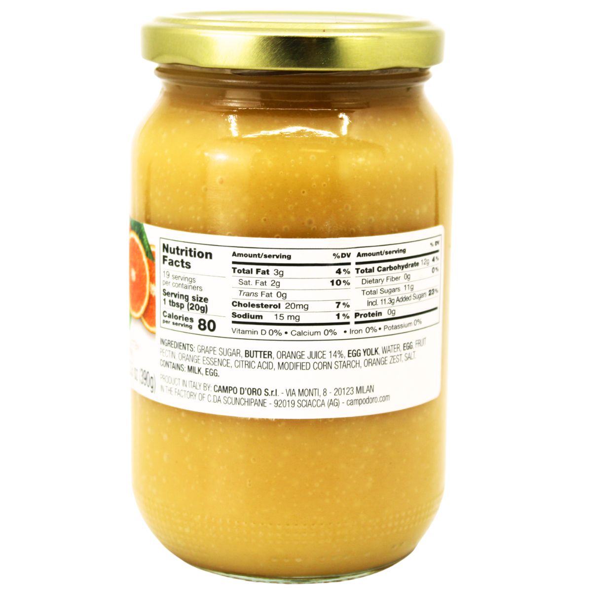 Campo D'Oro, Orange Curd, Sicilian Orange custard cream 13.8 oz