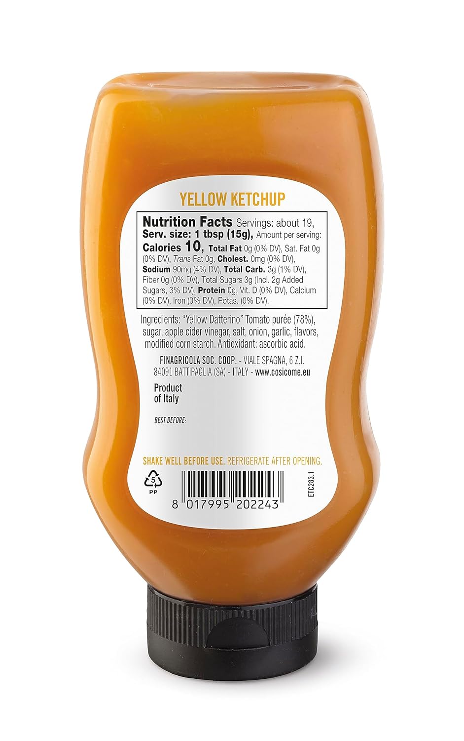 Così Com’è, Italian Yellow Tomato Ketchup – 9.88 oz (280 g)
