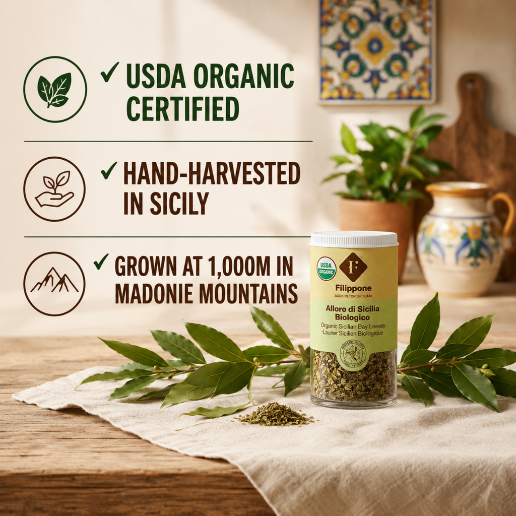 Filippone, Organic Crushed Bay Leaves, Italian Shaker Dried Bay Leaves, 20g (0.70oz)