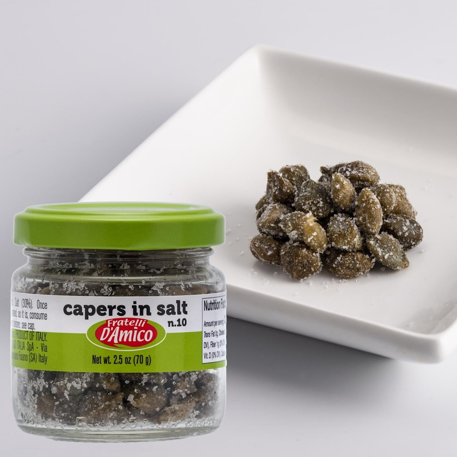 Fratelli D'Amico, Capers in Salt, no, #10 2.5oz, (70g)