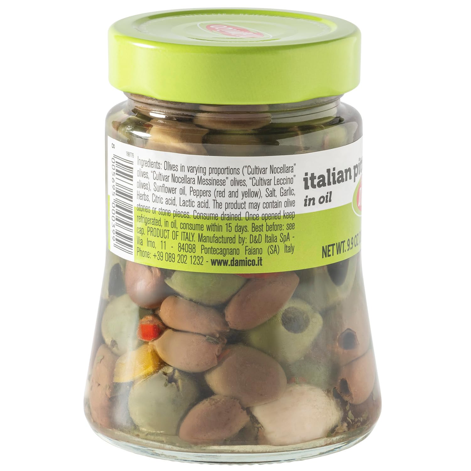 Early Black Friday! Fratelli D'Amico, Italian Olives Mix Pitted with garlic and red and yellow peppers, 9.9 oz  (280g)