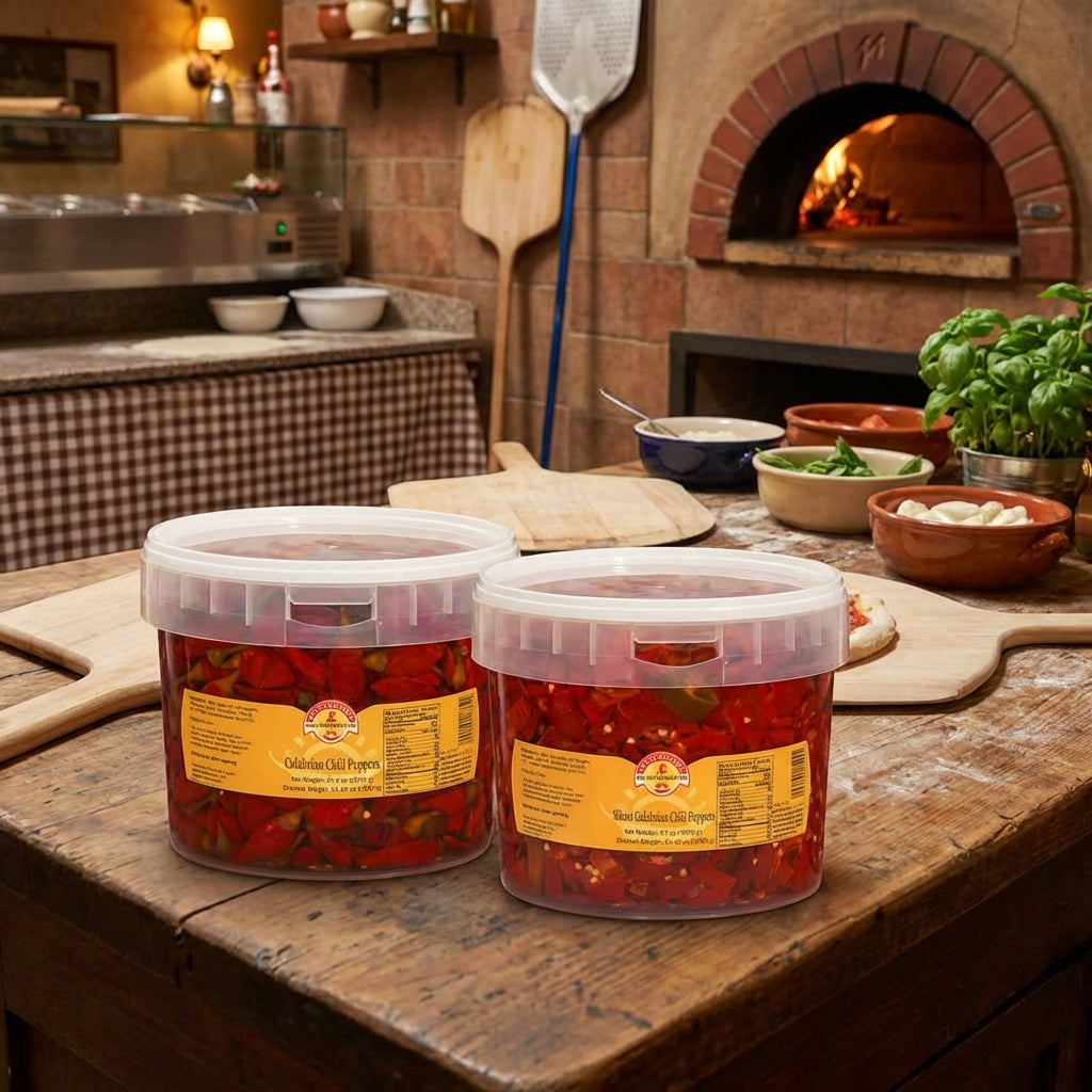 TuttoCalabria Crushed Calabrian Chili Peppers – 98.7 oz (2.8 kg) Tub