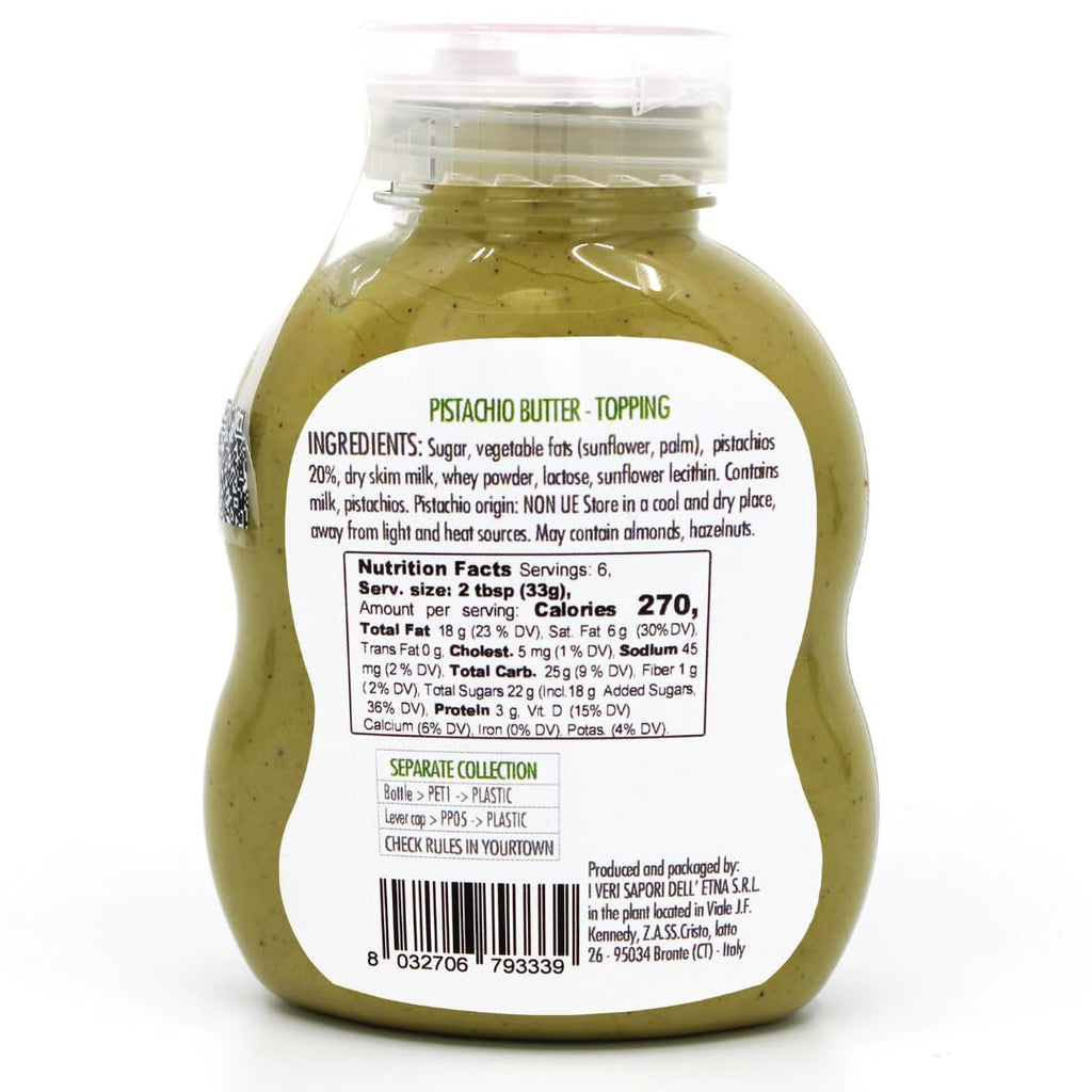 Gusto Etna Sicilian Pistachio Cream Squeeze Pouch (20% Pistachio) – 200g / 7.05 oz