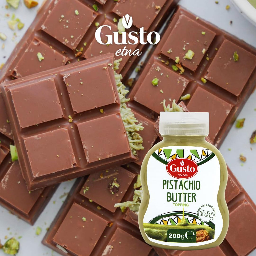 Gusto Etna Sicilian Pistachio Cream Squeeze Pouch (20% Pistachio) – 200g / 7.05 oz