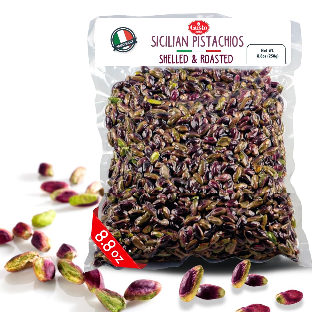 Gusto Etna Certified 100% Sicilian Pistachios from Bronte – Raw, Shelled, Unsalted, 250g / 8.8 oz