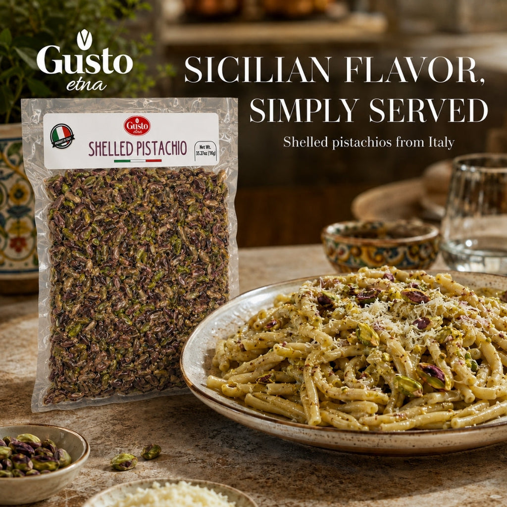 Gusto Etna Certified 100% Sicilian Pistachios from Bronte – Roasted, Shelled, Unsalted, 250g / 8.8 oz