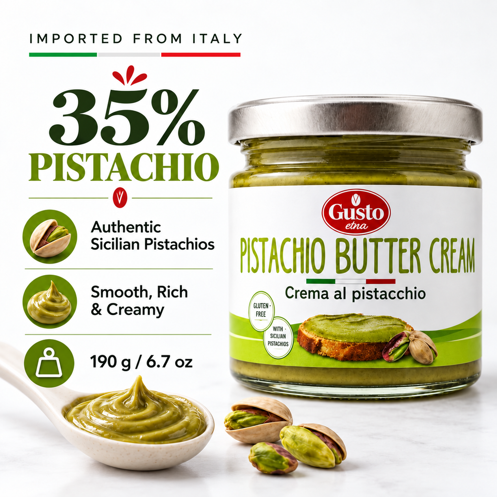 Gusto Etna Sicilian Pistachio Cream Spread – 35% Pistachio – 190g (6.7 oz)