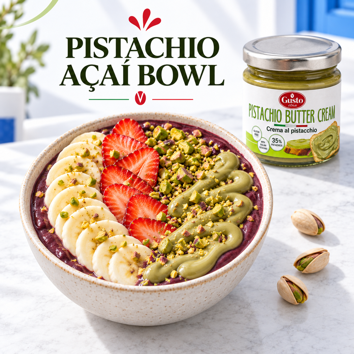 Gusto Etna Sicilian Pistachio Cream Spread – 35% Pistachio – 190g (6.7 oz)