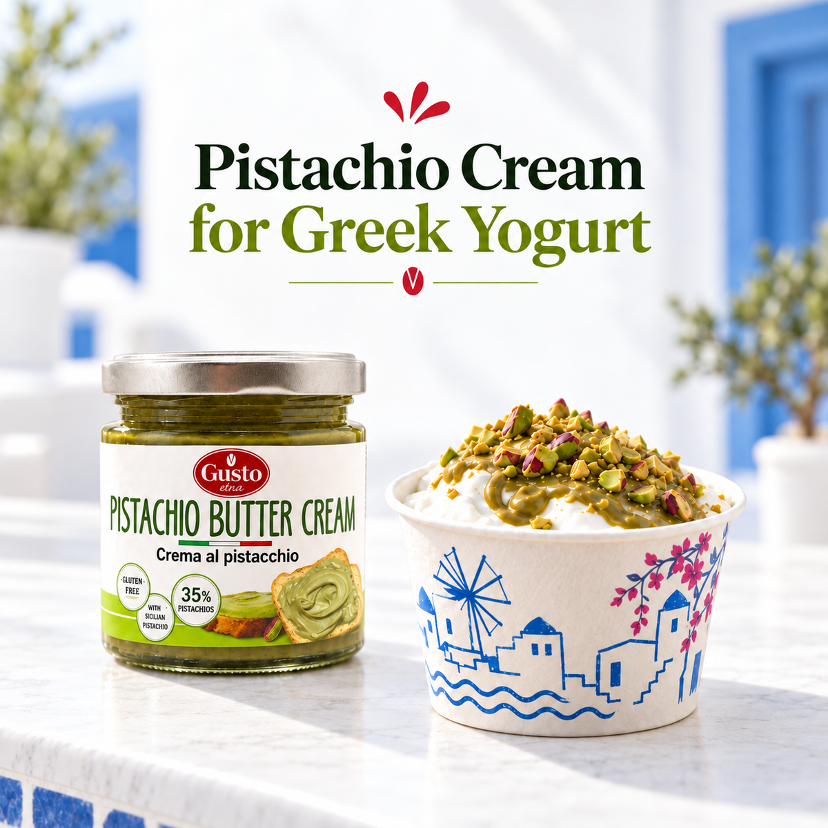 Gusto Etna Sicilian Pistachio Cream Spread – 35% Pistachio – 190g (6.7 oz)