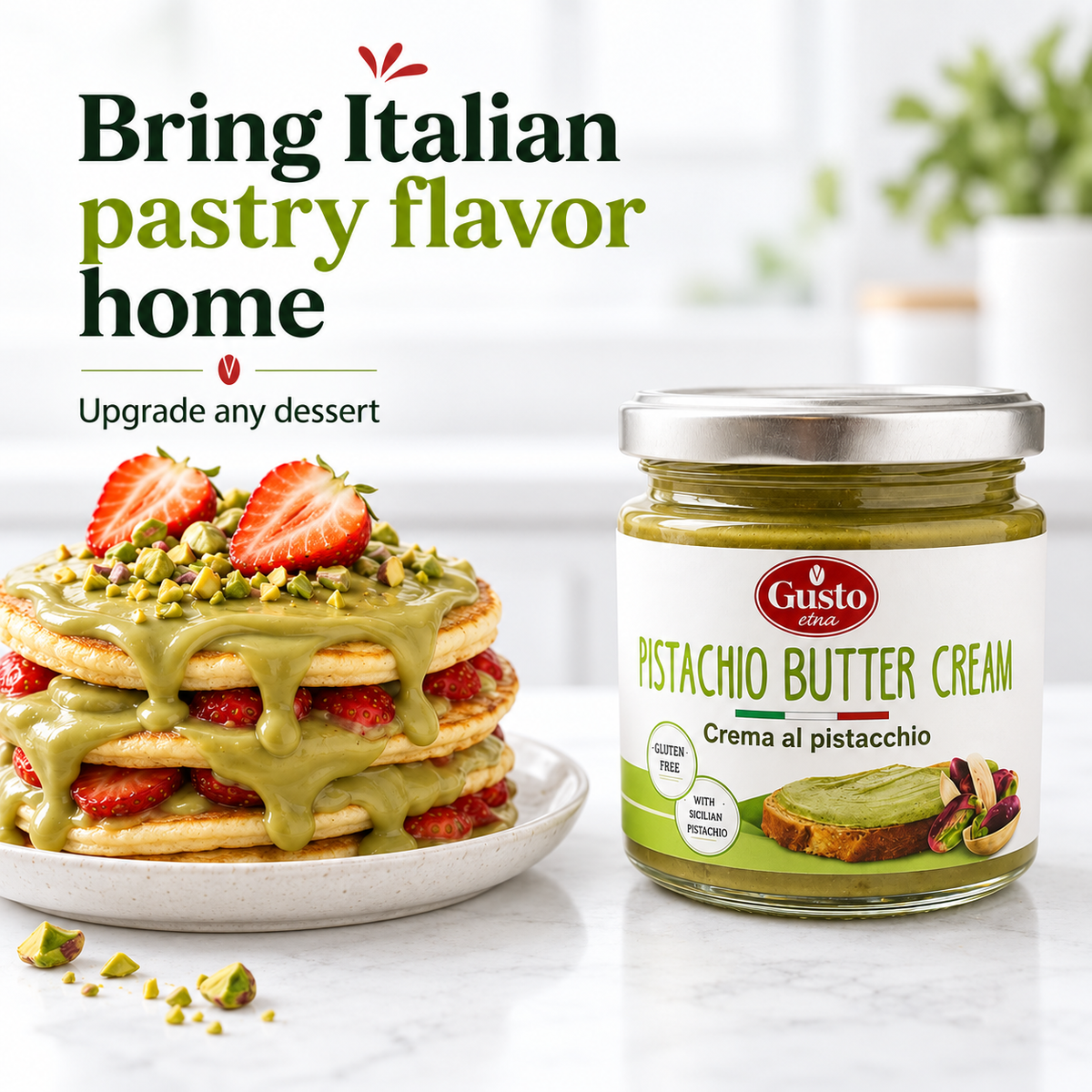 Gusto Etna Sicilian Pistachio Cream Spread – 35% Pistachio – 190g (6.7 oz)