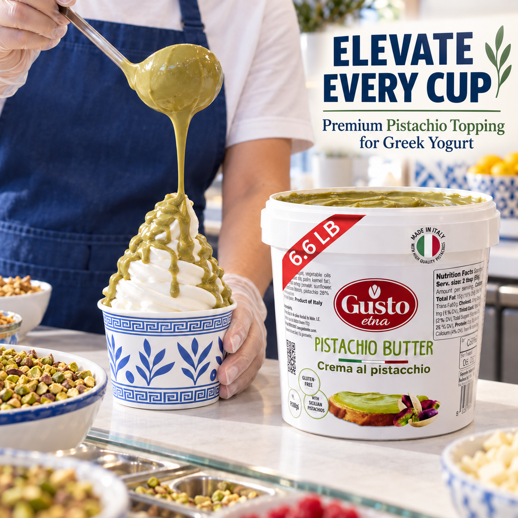Gusto Etna Sicilian Pistachio Cream Spread – 35% Pistachio – 3kg (6.6 lb) Bulk