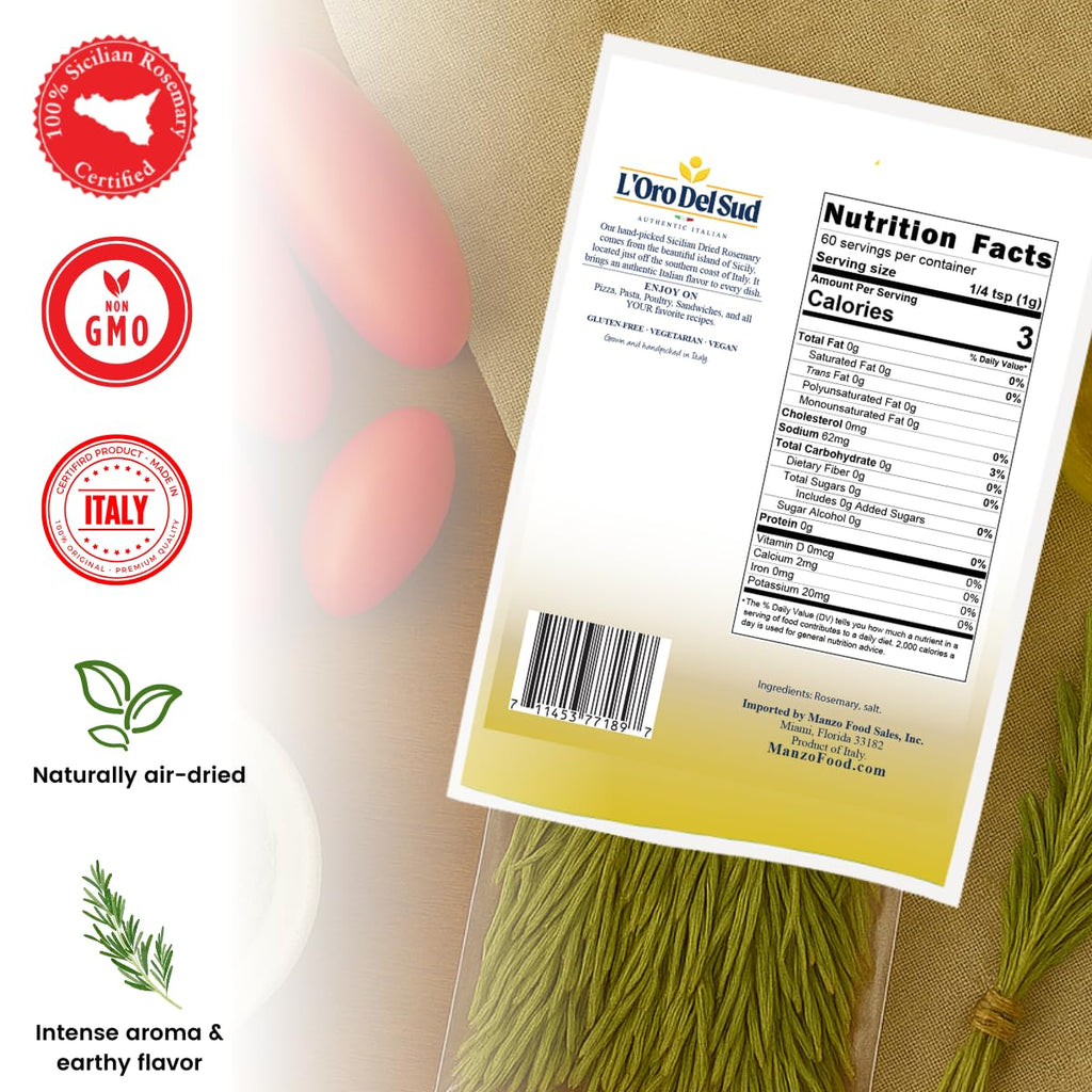 L’Oro Del Sud, Sicilian Rosemary With Stem, 1.41 oz (40 g)
