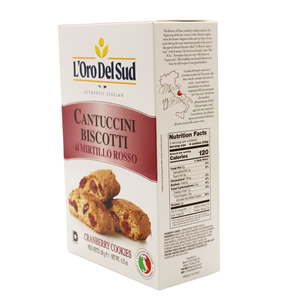 L'Oro Del Sud Cantuccini Biscotti with Cranberries, 6.35 oz