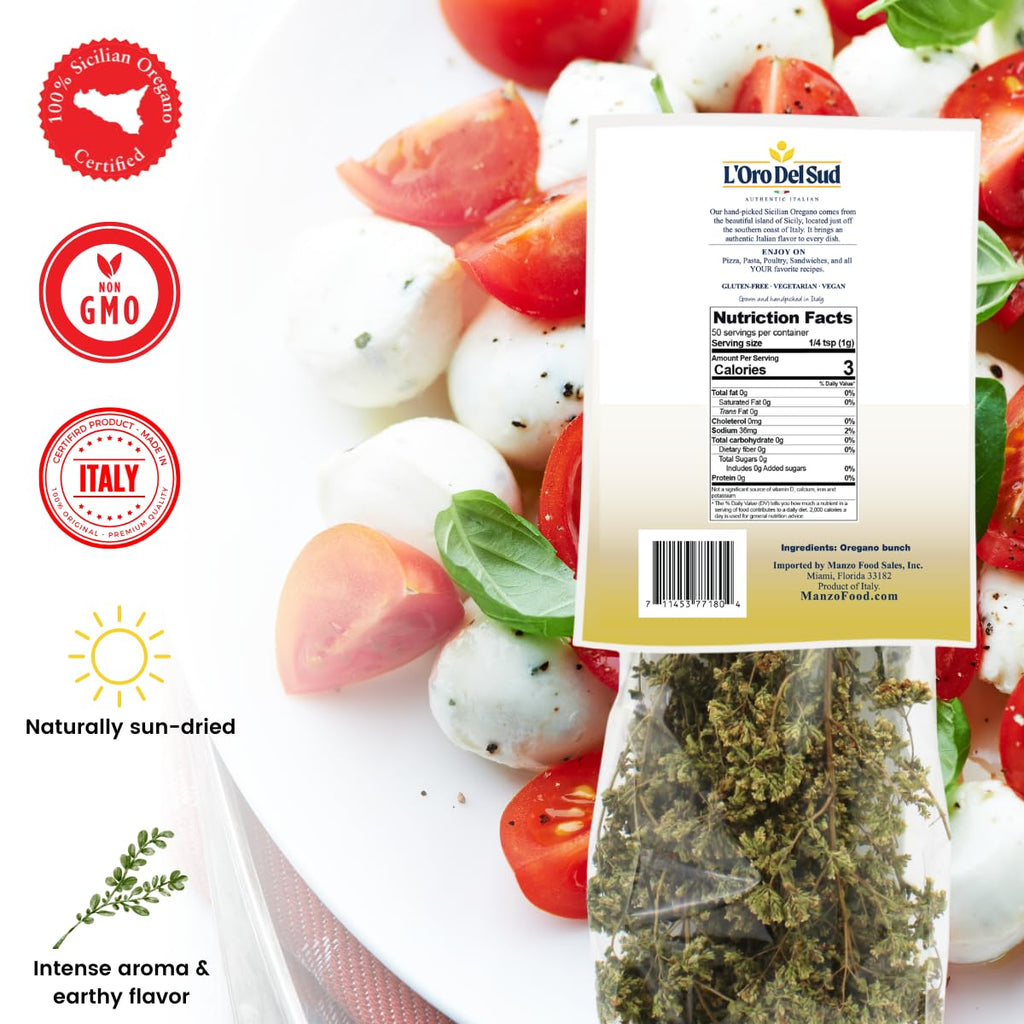L'Oro Del Sud, Oregano, Dried Sicilian Oregano on the Stem, 1.4 oz (40 g)