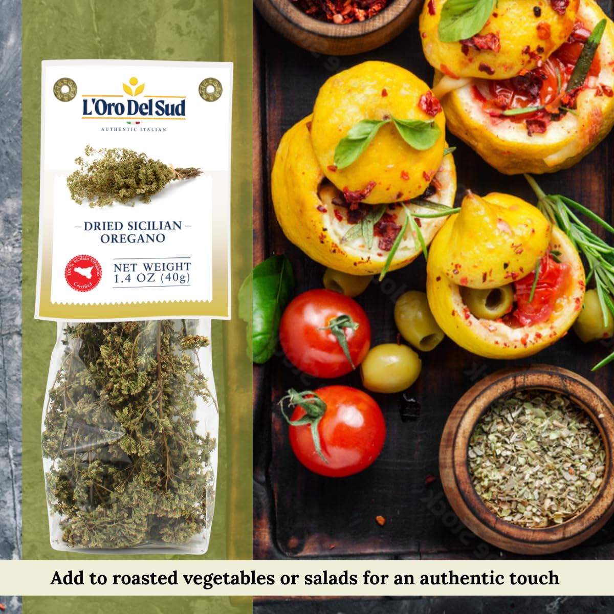 L'Oro Del Sud, Oregano, Dried Sicilian Oregano on the Stem, 1.4 oz (40 g)