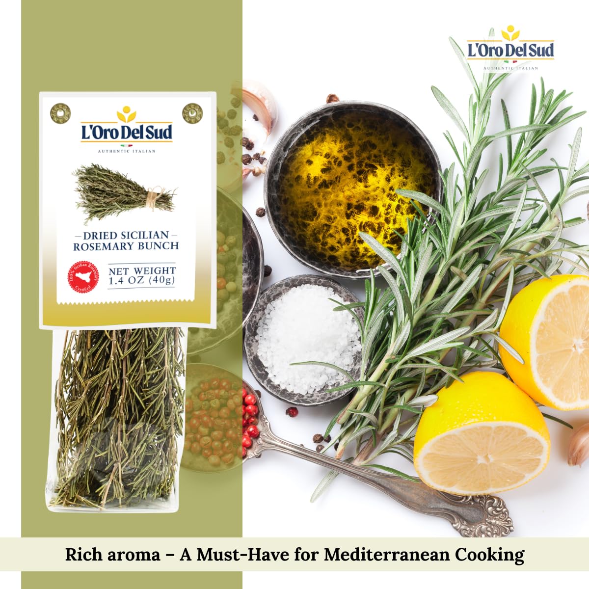 L’Oro Del Sud, Sicilian Rosemary With Stem, 1.41 oz (40 g)