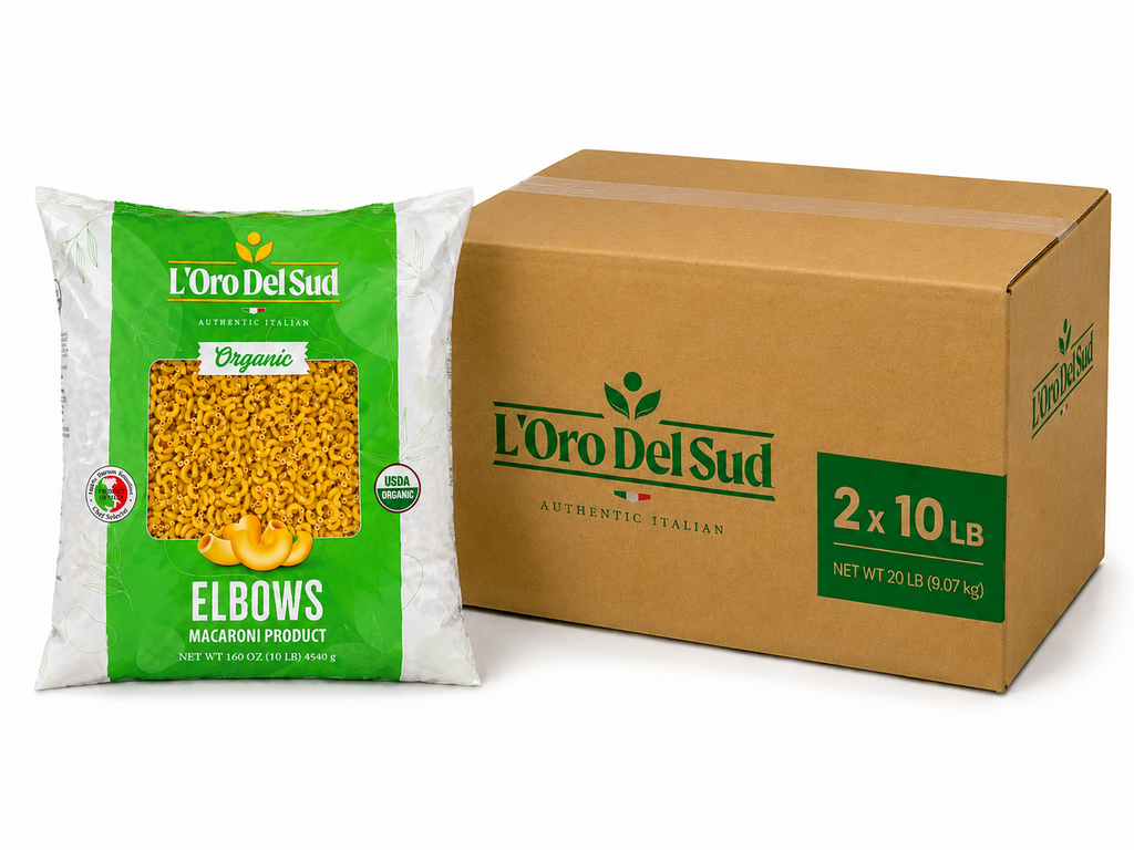 L'Oro Del Sud, Organic Elbows Pasta, 2 Pack x 10 lb Bag