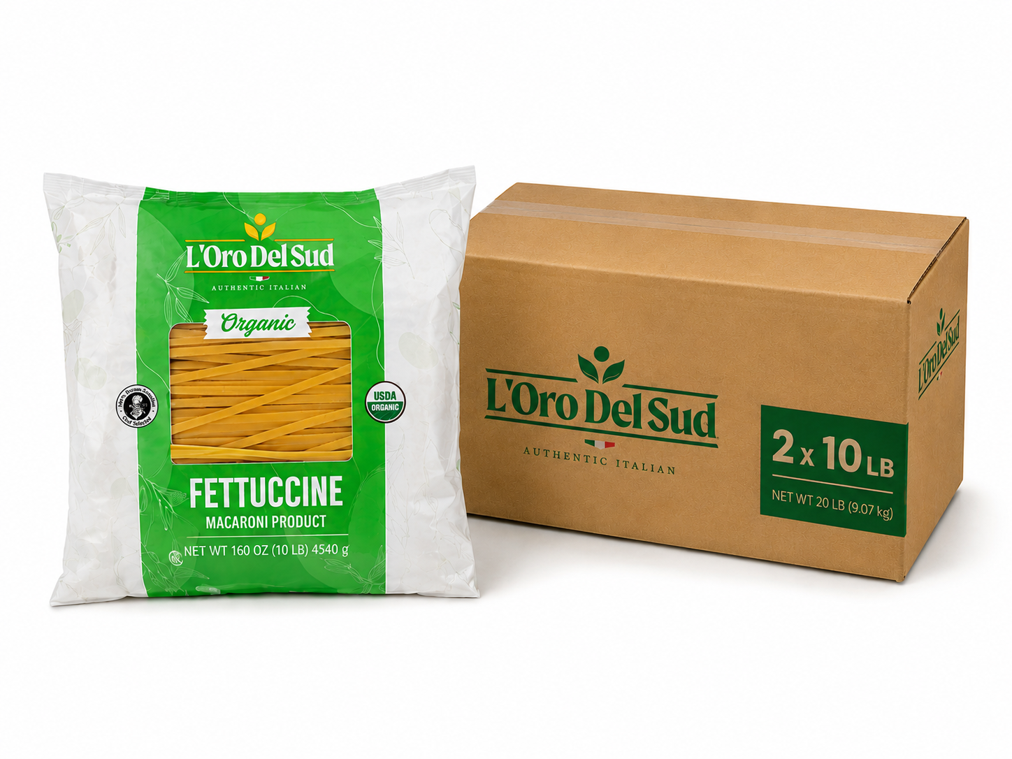 L'Oro Del Sud, Organic Fettuccine Pasta, 2 Pack x 10 lb