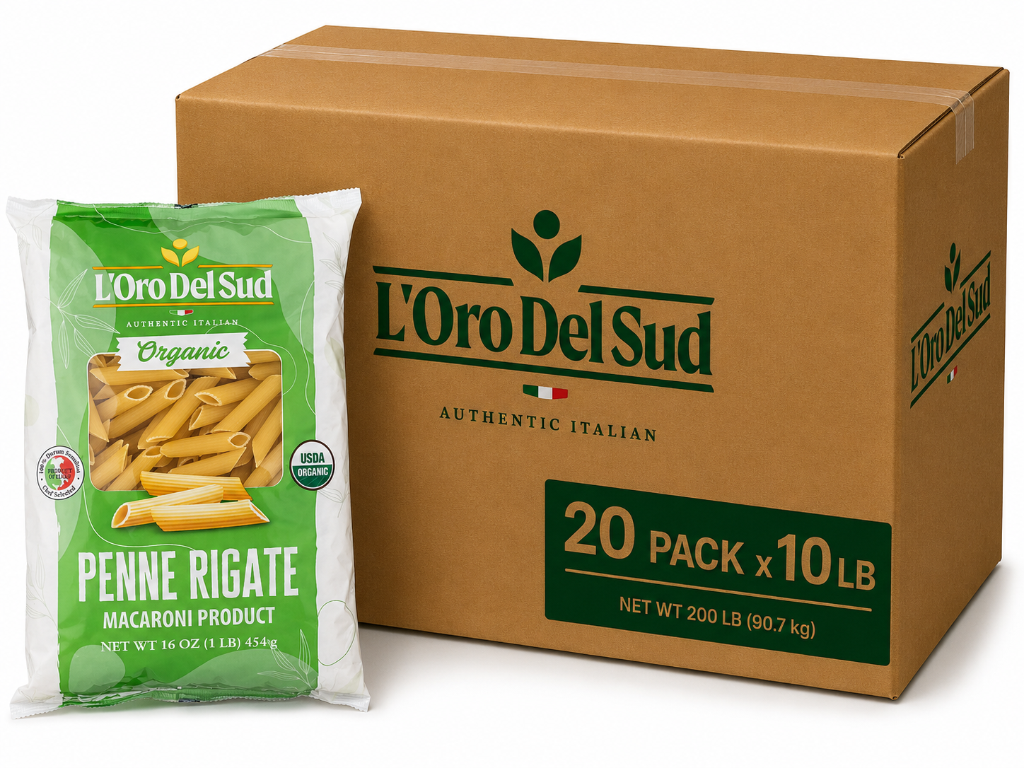 L'Oro Del Sud, Organic Penne Rigate Pasta 20 Pack x 1 lb