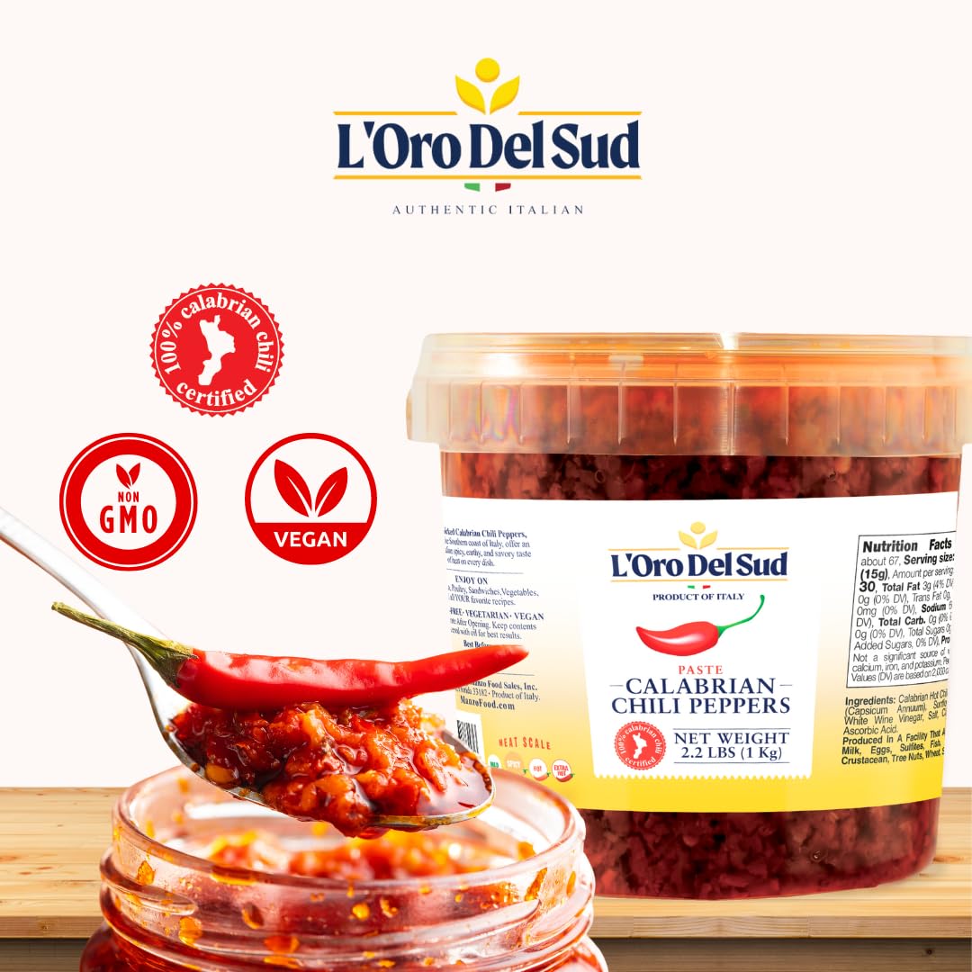 L’Oro Del Sud, Calabrian Chili Pepper Paste, 2.2 lb (1 kg)