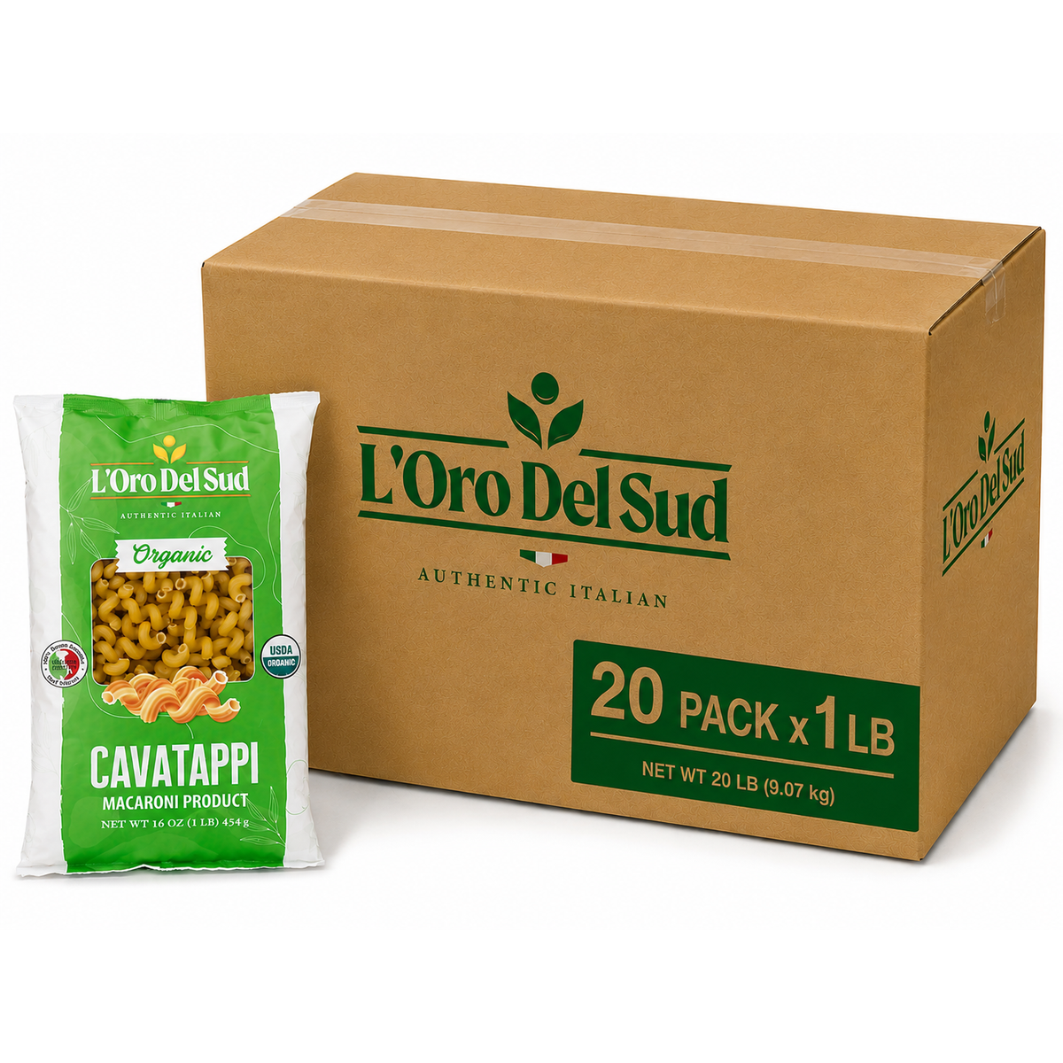 L'Oro Del Sud, Organic Cavatappi Pasta, 20 Pack x 1 lb