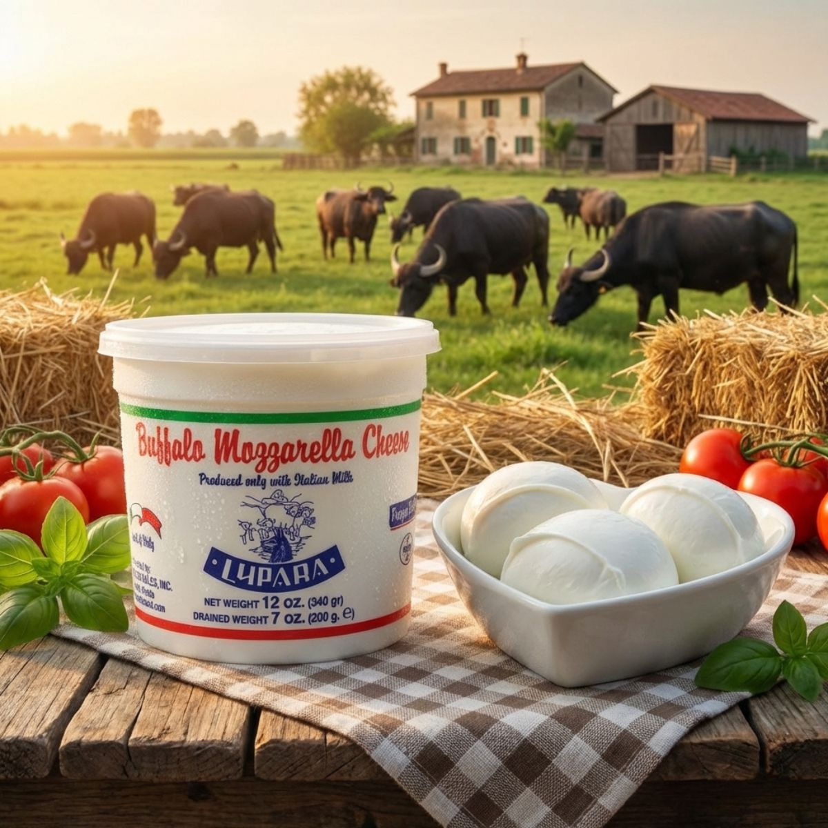 Lupara Buffalo Mozzarella, 7 oz Ball per Cup, 12 Cups