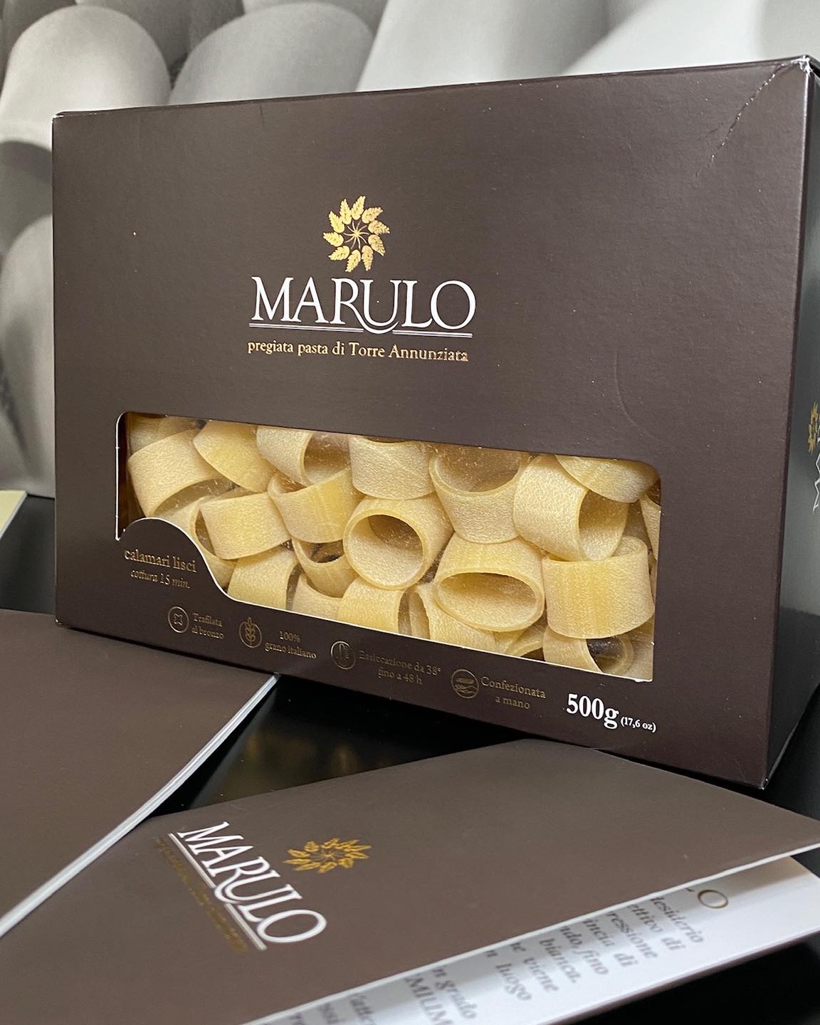 Marulo, Organic Calamarata Bronze Die-Cut Pasta 500g