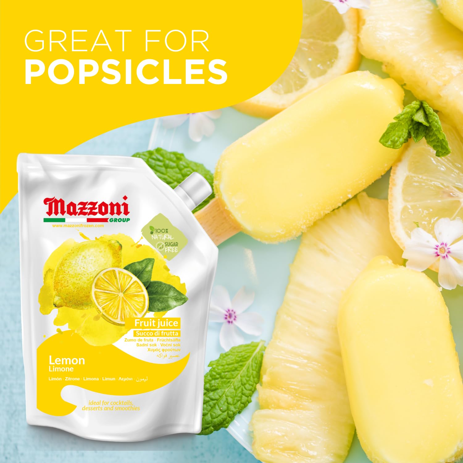 Mazzoni, Real Lemon Juice, 100% Pure Lemon, Just Juice, No Sugar Added, 2.2 lb