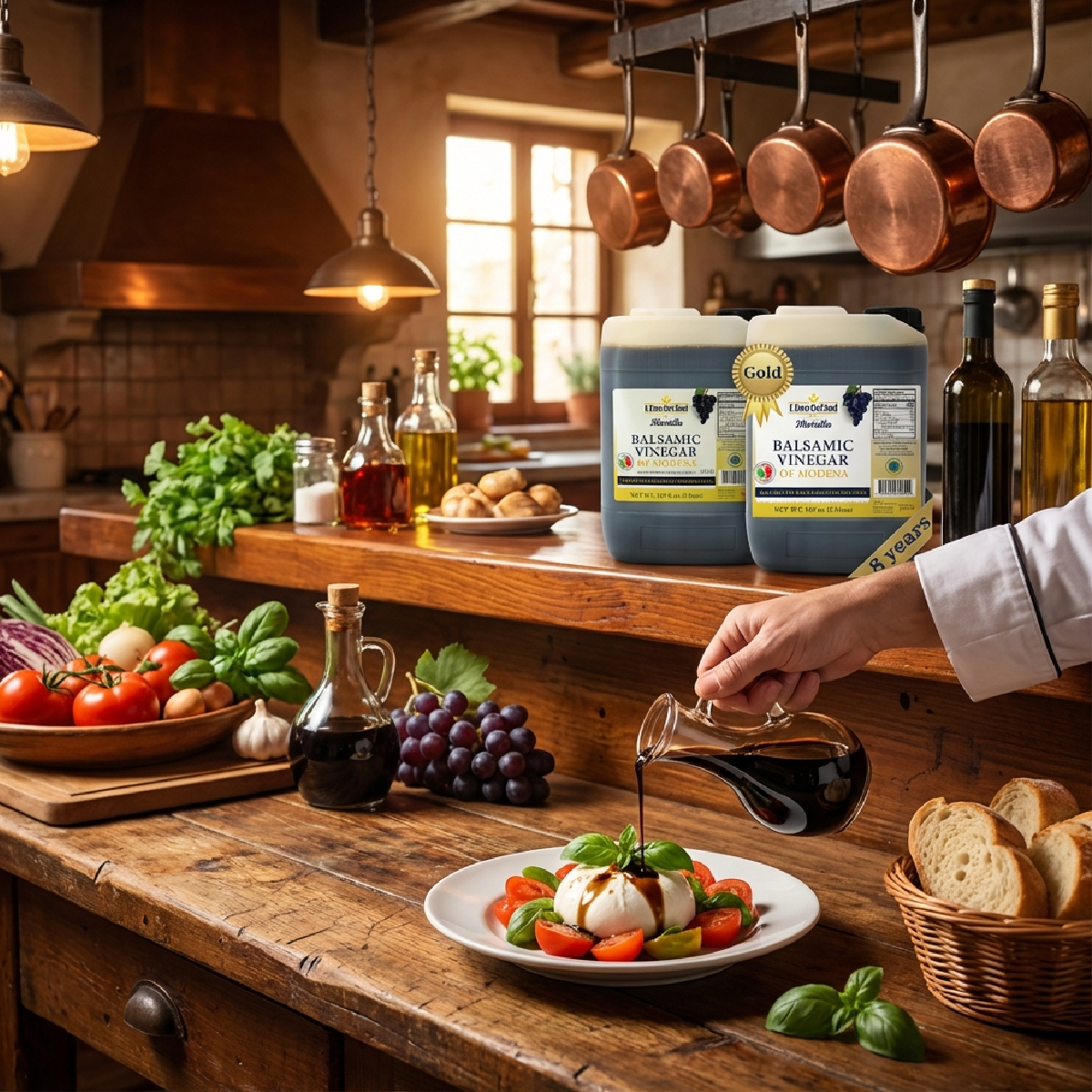 L'Oro Del Sud, "Gold Label" 8 year Aged Balsamic Vinegar of Modena, IGP Certified, 5 liters (169 fl oz)