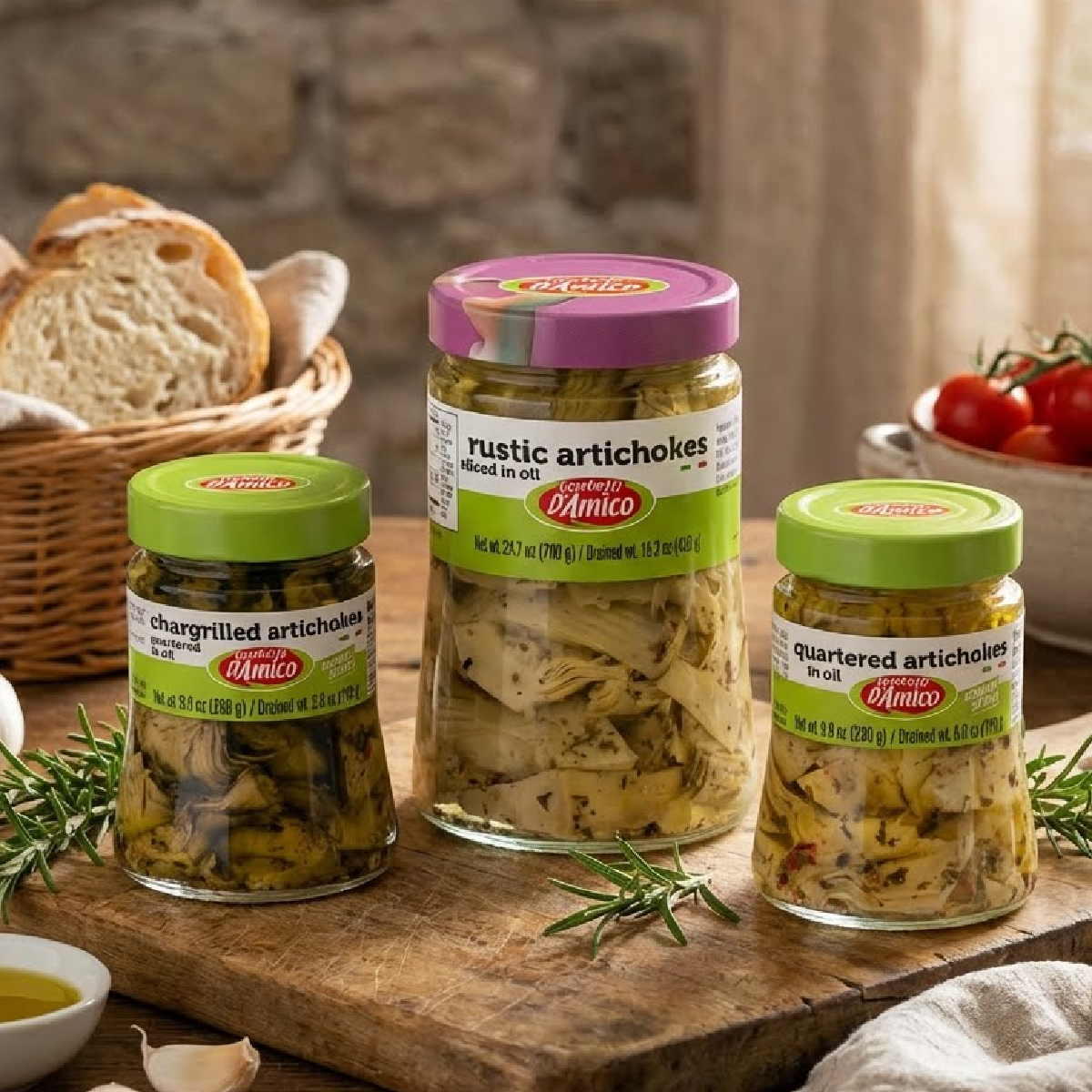 SALE! Fratelli D'Amico, Rustic Artichokes Sliced in oil, 24.7oz (700g) best by June 2026