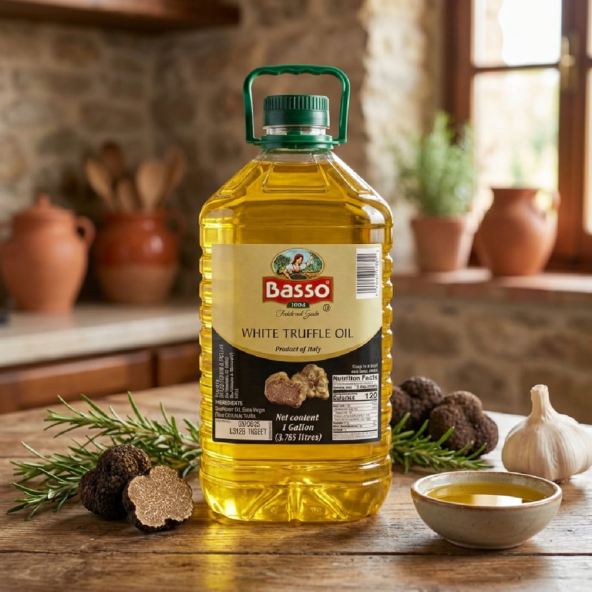 Basso 1904, White Truffle Infused Extra Virgin Olive Oil – 1 Gallon (3.8 L)