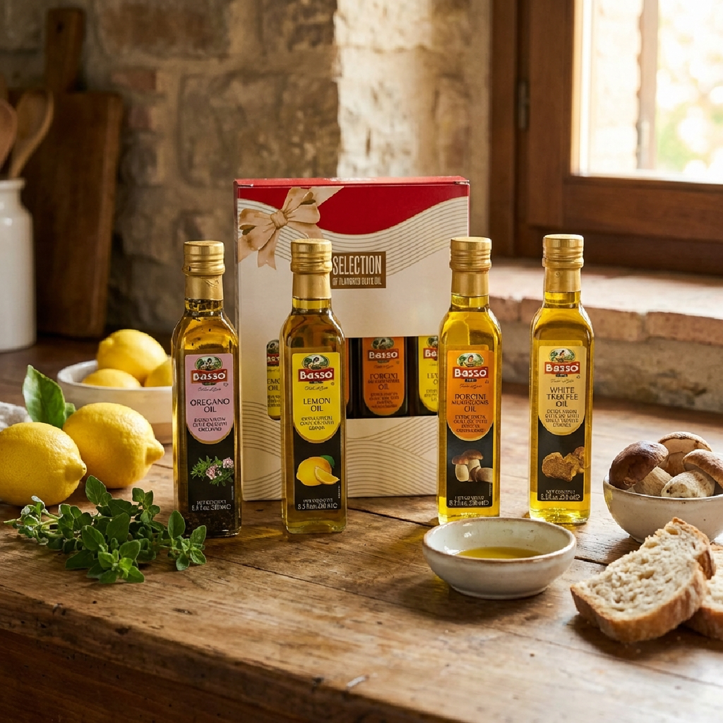 Basso 1904 Infused Extra Virgin Olive Oil Gift Set – Herb & Spice Collection – 4 x 8.5 fl oz (250 ml)
