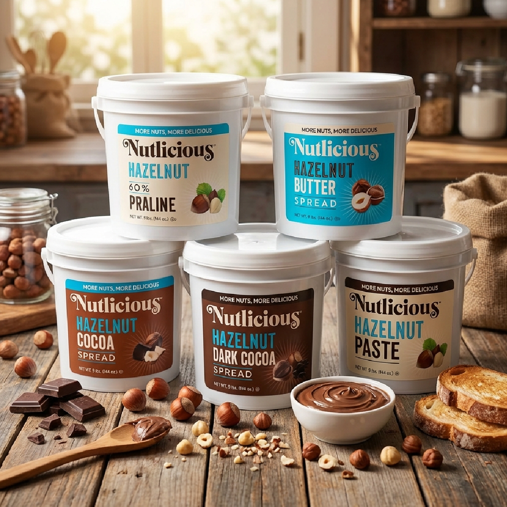 Nutlicious, 100% Hazelnut Paste – 9 lb Bulk Bucket, Foodservice