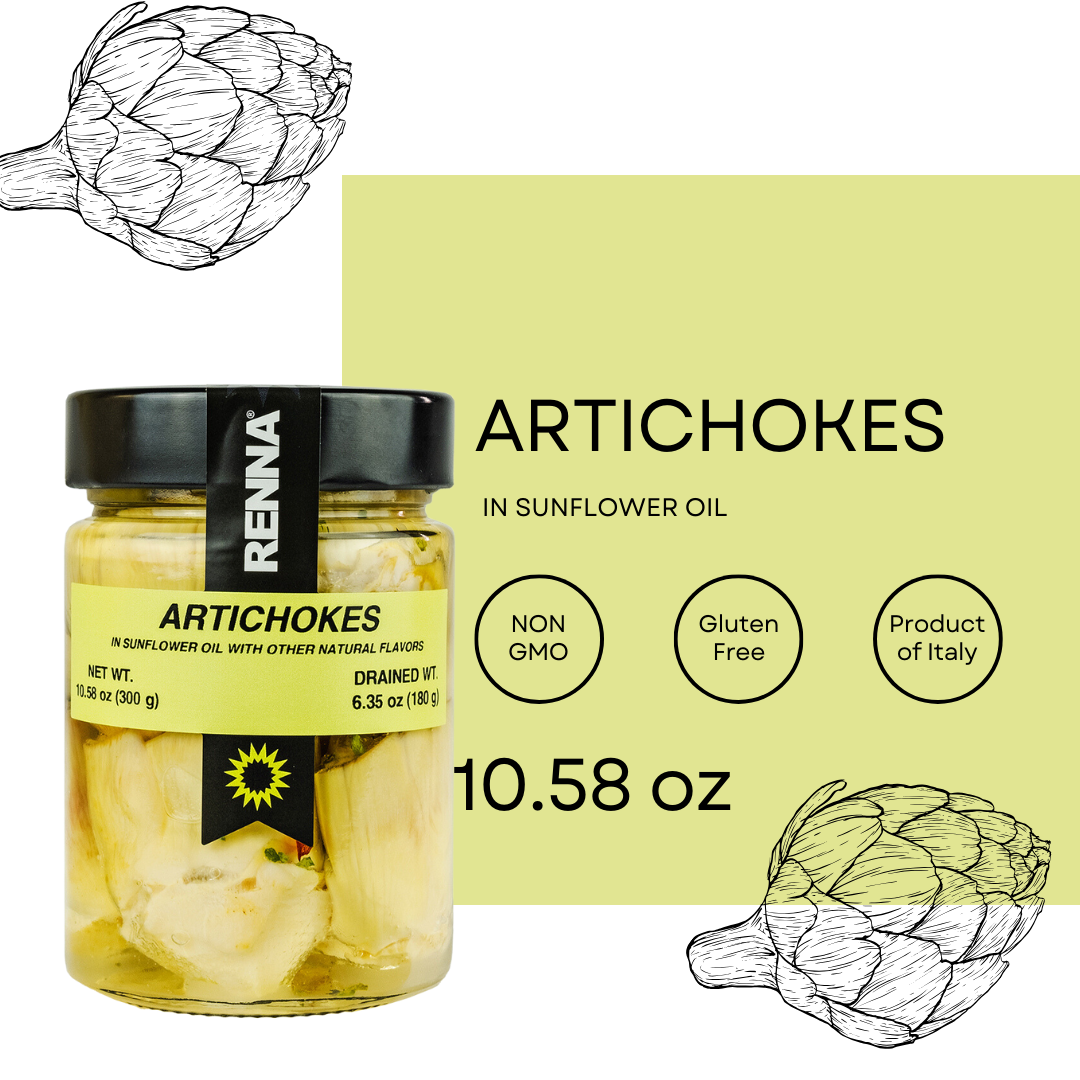 SALE! Renna, Artichoke Hearts in oil, 10.58 oz. Exp. date 02/14/2026