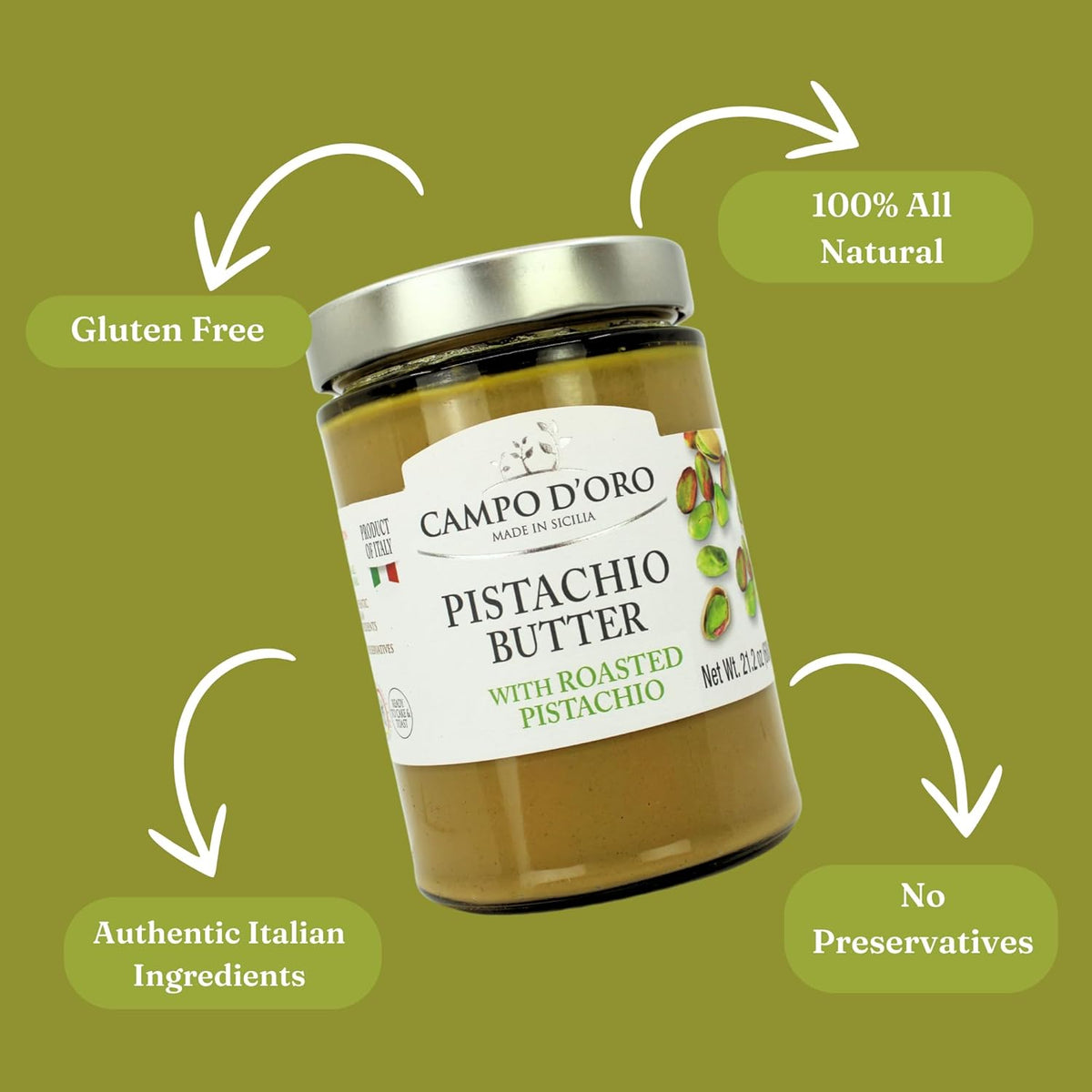 Campo D'Oro, Pistachio Butter Cream, 21.2oz