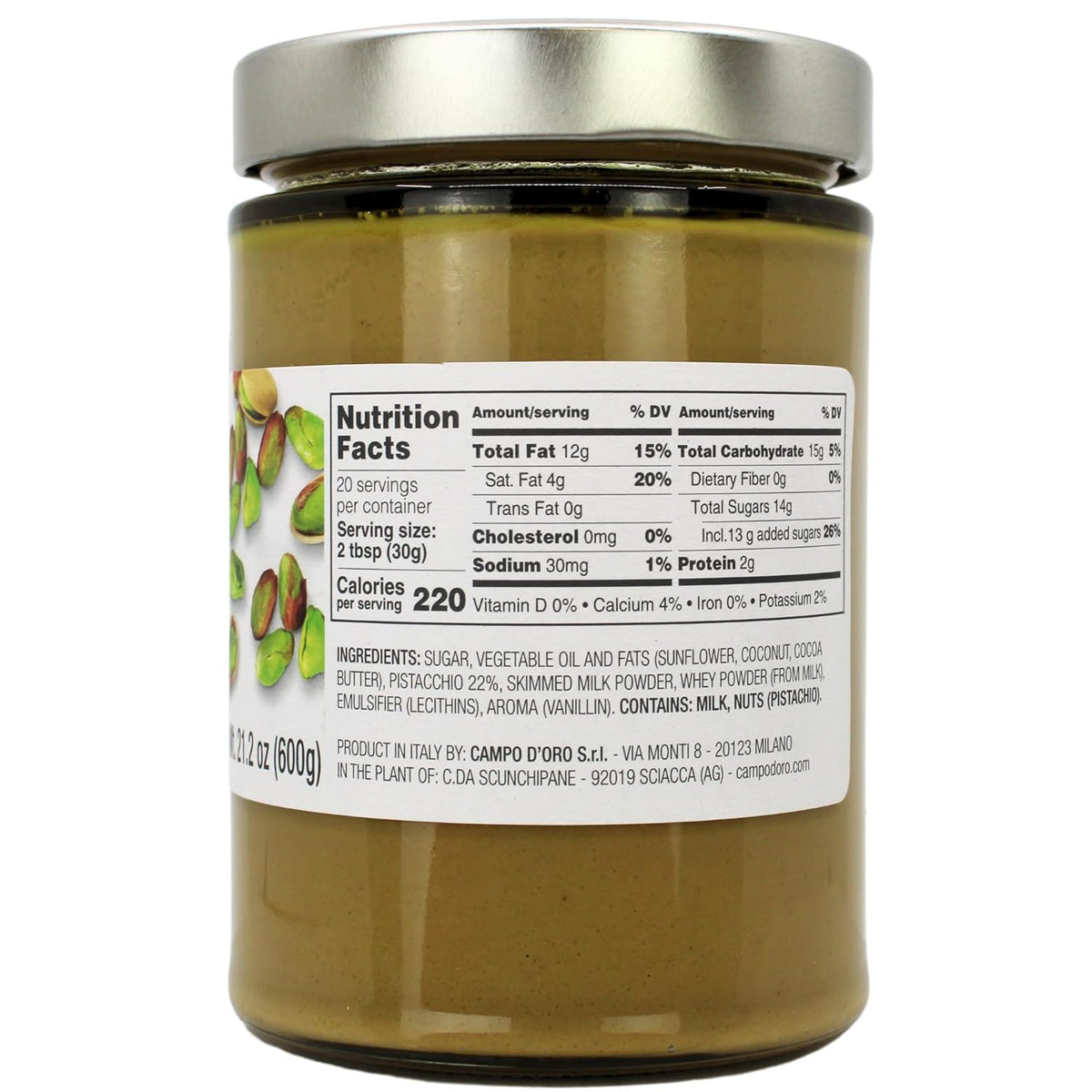 Campo D'Oro, Pistachio Butter Cream, 21.2oz